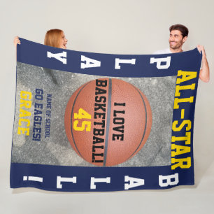 Personalisierte Fleece-Decken für Basketball Navy Fleecedecke