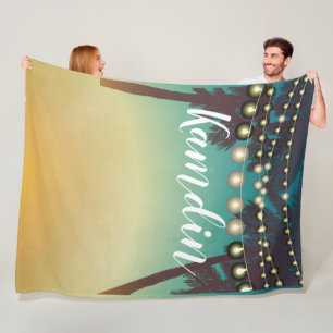 Personalisierte Fleece Throw Beach Sunset Palm Tre