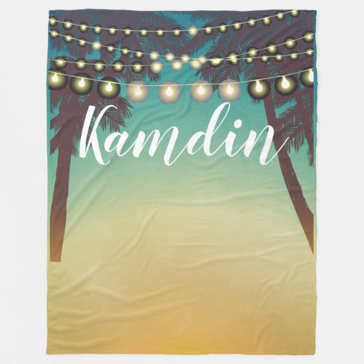 Personalisierte Fleece Throw Beach Sunset Palm Tre (Vorderseite)