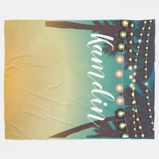 Personalisierte Fleece Throw Beach Sunset Palm Tre (Vorderseite (Horizontal))