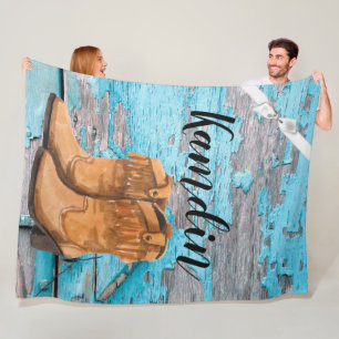 Personalisierte Fleece-Throw Blue Wood Stall Boot Fleecedecke