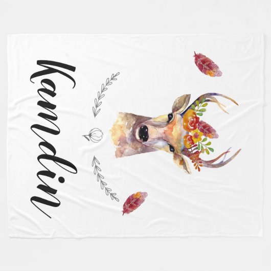 Personalisierte Fleece Throw boho Hirsche Buck Hea (Vorderseite (Horizontal))