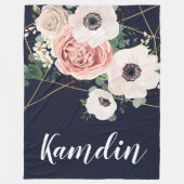 Personalisierte Fleece Throw Geometric Garden Navy (Vorderseite)