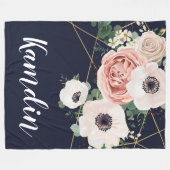 Personalisierte Fleece Throw Geometric Garden Navy (Vorderseite (Horizontal))