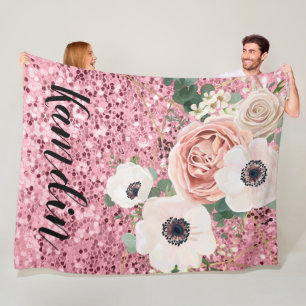 Personalisierte Fleece Throw Geometric Garden Rose