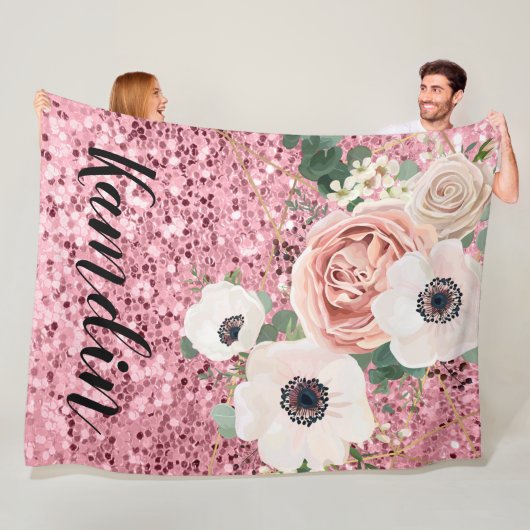 Personalisierte Fleece Throw Geometric Garden Rose (Beispiel)