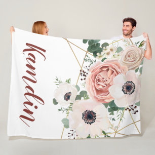 Personalisierte Fleece Throw Geometric Garden Rose