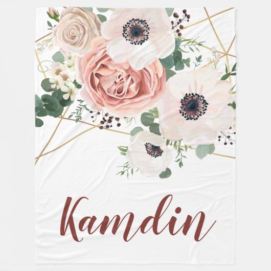 Personalisierte Fleece Throw Geometric Garden Rose (Vorderseite)