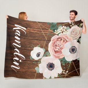 Personalisierte Fleece Throw Geometric Garden Rose