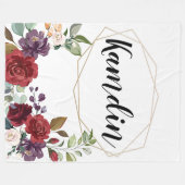 Personalisierte Fleece Throw White Roses Gold Geom (Vorderseite (Horizontal))
