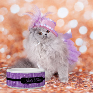 Personalisierte Flieder Glam Faux Glitter Haustier Napf