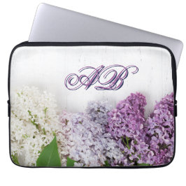 Personalisierte Flieder-Laptop-Hülle | Monogramm 1 Laptopschutzhülle