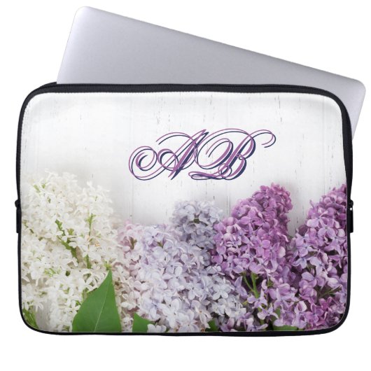 Personalisierte Flieder-Laptop-Hülle | Monogramm 1 Laptopschutzhülle (Vorderseite)