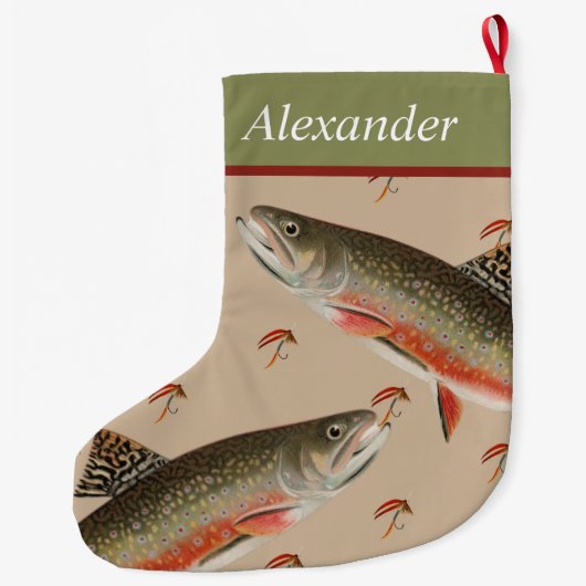 Personalisierte Fliegenfischerei Holiday Brown For Großer Weihnachtsstrumpf (Rückseite)