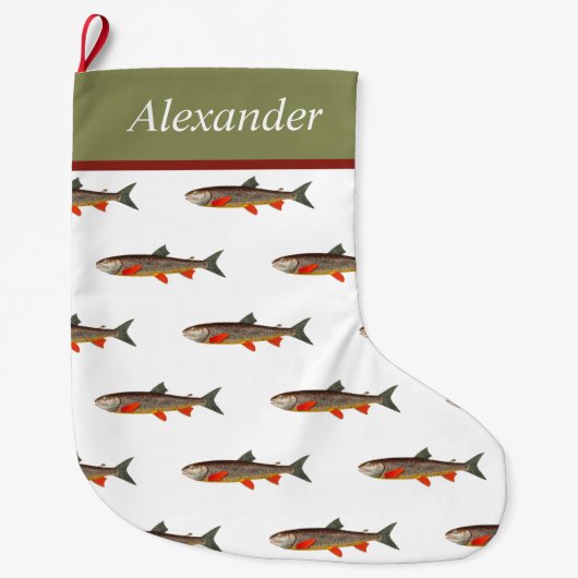 Personalisierte Fliegenfischerei Holiday Brown For Großer Weihnachtsstrumpf (Vorderseite)