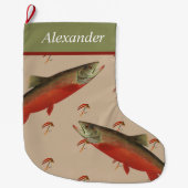 Personalisierte Fliegenfischerei Holiday Lachsfore Großer Weihnachtsstrumpf (Vorderseite)
