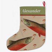 Personalisierte Fliegenfischerei Holiday Lachsfore Großer Weihnachtsstrumpf (Rückseite)
