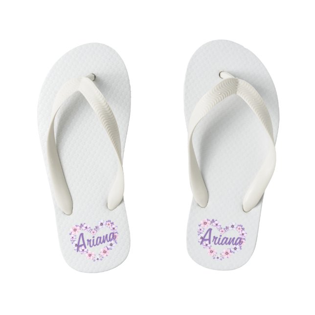 Personalisierte Flip Flop Flops für Blumenmuster Kinderbadesandalen (Fußbett)