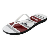 Personalisierte Flip Flops in Rot und Grau Badesandalen (Schrägansicht)