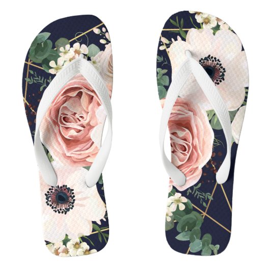 Personalisierte Flipflop Sandals Geometric Navy Bl Badesandalen (Fußbett)