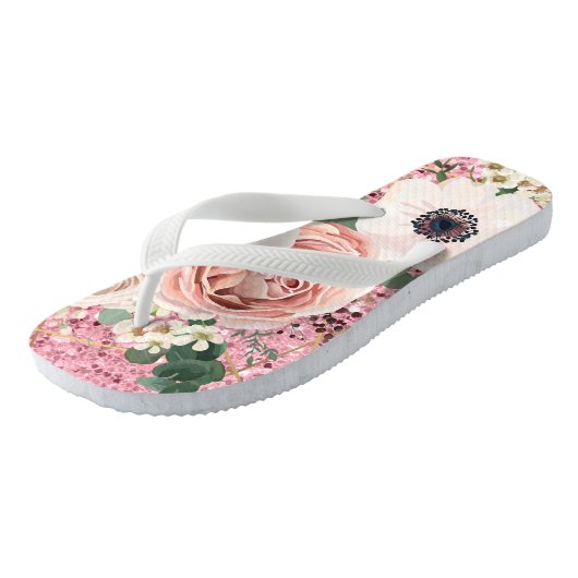 Personalisierte Flipflop Sandals Geometrische Rose Badesandalen (Schrägansicht)