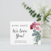 Personalisierte Flora Bleibe Sicherheit Wir Liebe Postkarte (Stehend Vorderseite)