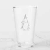 Personalisierte Floral Alphabet A Monogramm  Glas (Rückseite)