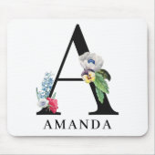 Personalisierte Floral Alphabet A Monogramm Mousepad (Vorne)