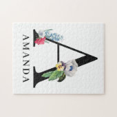 Personalisierte Floral Alphabet A Monogramm Puzzle (Horizontal)