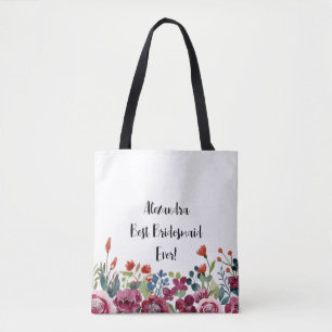 Personalisierte Floral Beste Brautjungfer Aller Ze Tasche