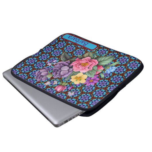 Personalisierte Floral Electronics Bag Laptopschutzhülle (Vorne Knopf)