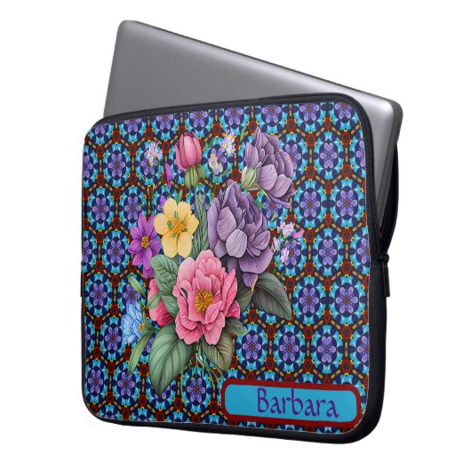 Personalisierte Floral Electronics Bag Laptopschutzhülle (Vorderseite Links)
