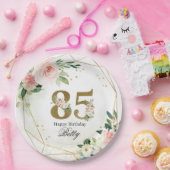 Personalisierte Floral & Gold 85. Geburtstag Pappteller (Party)
