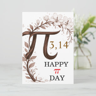 Personalisierte Floral Pi Day Karte, elegantes Mat
