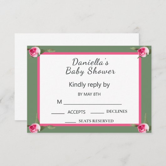 Personalisierte Floral Spray Babydusche RSVP Karte (Vorne/Hinten)