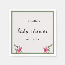 Personalisierte Floral Spray Babydusche Serviette