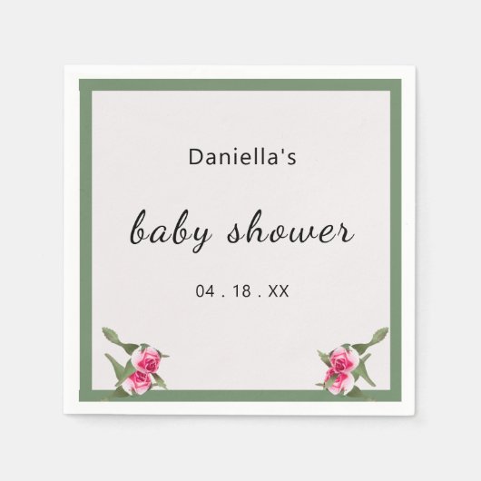 Personalisierte Floral Spray Babydusche Serviette (Vorderseite)