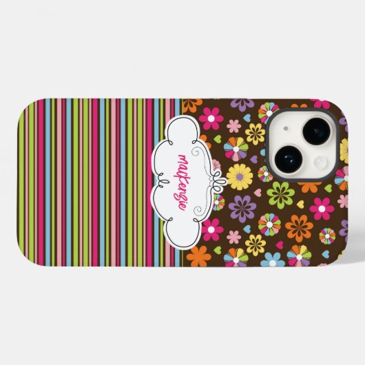 Personalisierte Floral & Stripteppiche Case-Mate iPhone Hülle (Rückseite (Horizontal))