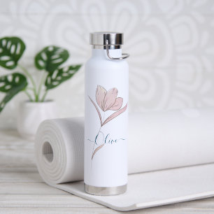 Personalisierte Florale Aquarell-Skizze Wasserflas Trinkflasche
