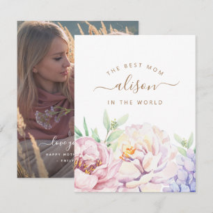 Personalisierte florale Fotokarte für die Mama Feiertagskarte