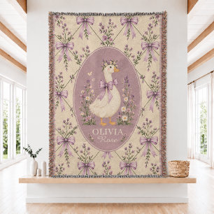 Personalisierte florale Gans Baby-Webdecke Decke