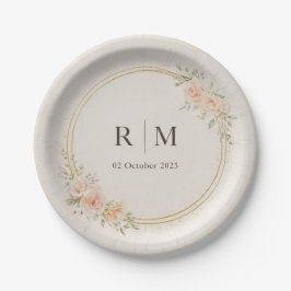 Personalisierte Florale Hochzeitspapierteller Pappteller
