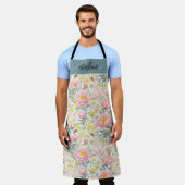 Personalisierte florale Küche Schürze mit Bienen P (Getragen)