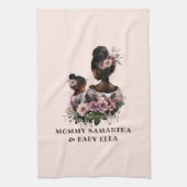 Personalisierte florale Mama und Baby (2) Geschirrtuch (Vertikal)