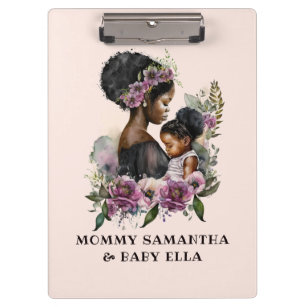 Personalisierte florale Mama und Baby (3) Klemmbrett