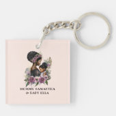 Personalisierte florale Mama und Baby (3) Schlüsselanhänger (Rückseite)