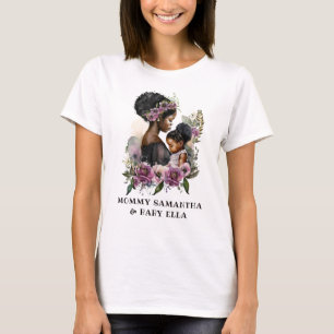 Personalisierte florale Mama und Baby (3) T-Shirt