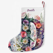 Personalisierte florale Monogramm Aquarellfarben-B Kleiner Weihnachtsstrumpf (Rückseite)