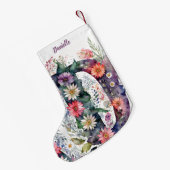 Personalisierte florale Monogramm Aquarellfarben-B Kleiner Weihnachtsstrumpf (Rückseite (Hängend))