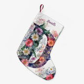 Personalisierte florale Monogramm Aquarellfarben-B Kleiner Weihnachtsstrumpf (Vorderansicht (hängend))